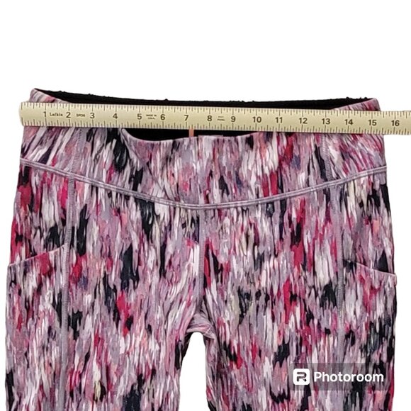 Lucy Multicolor Abstract Print 28" Full Length Leggings with Side Pockets Sz L - Picture 7 of 9